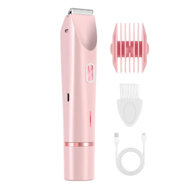 Afeitadora eléctrica 2 en 1 para mujer, recortadora de vello corporal eléctrica para cuerpo, piernas y zona del bikini. Rosa