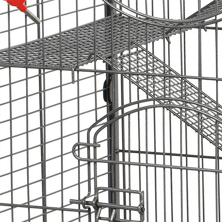 VEVOR Cage pour Chat 4 Niveaux Grande Cage sur Roulettes Verrouillables  Pivotant 360° 900x600x1330 mm Enclos en Fer Intérieur Amovible
