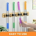 thumbnail image 3 of Mop and Broom Holder Wall Mount, Bamboo Broom Hanger with 4 Racks and 5 Hooks, Laundry Room Decor, Self Adhesive Over the Door Broom Organizer, Wall Organizer for Home Garage Closet (1 Pack), 3 of 7