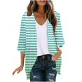 thumbnail image 1 of AherBiu Womens Cardigans Lightweight 3/4 Sleeve Striped Open Front Cardigans Fall Trendy Casual Outerwear, 1 of 5