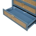 thumbnail image 4 of 3 Drawer Cabinet, Rattan Dresser Chest of 3 Drawers with Golden Metal Handles, Accent Storage Cabinet Retro Bedside Table for Living Room Bedroom, Study Room, Blue, 4 of 9