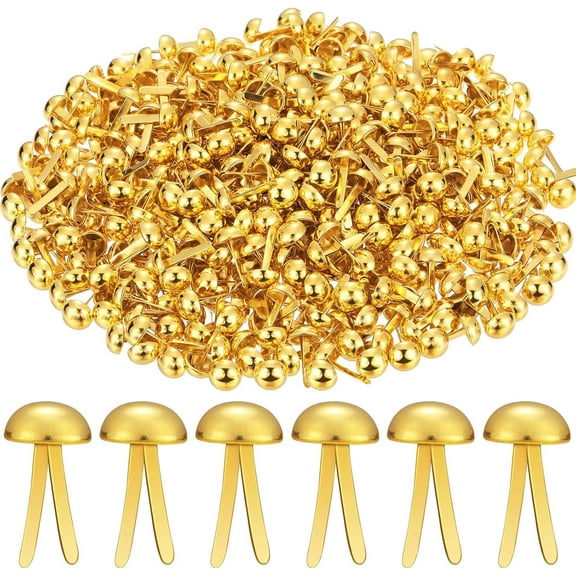 200 Pcs Paper Brass Fasteners Brass Brads Round Fasteners for Craft Art Crafting School DIY Supplies(0.3 x 0.6 Inch,Golden)