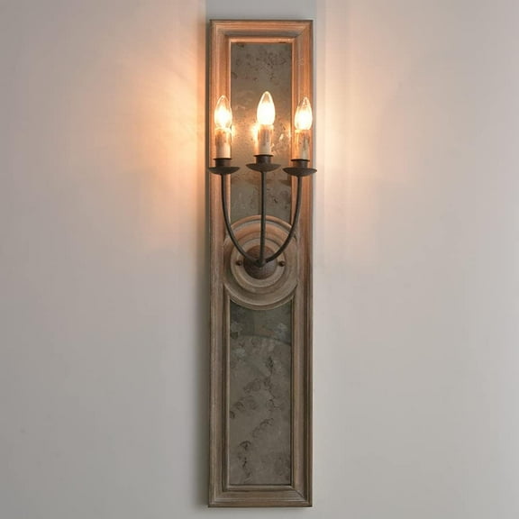 Three Heads Rectangle Classical Wall Lamp Woodcraft Lamp Body Wall Light High Light Transmittance Illumination Lamps Decoration Living Room Corridor Lights Bedroom Reading Light
