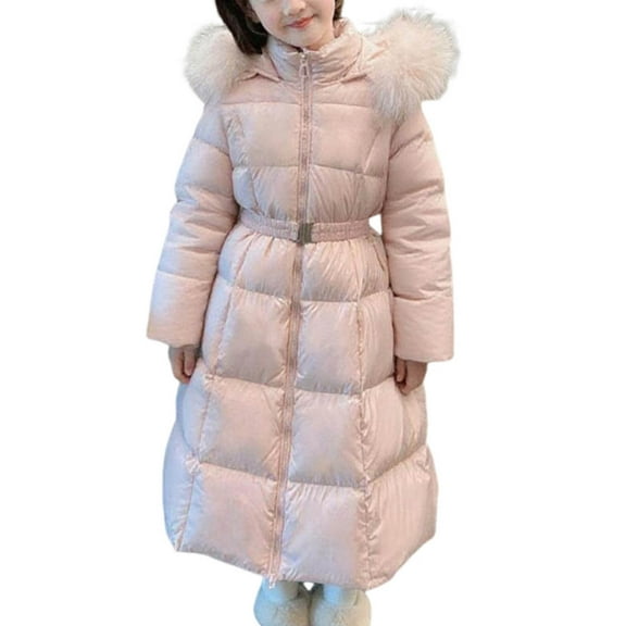 NAISIBABY Girls Winter Parka Jacket 14T, Thermal Warm Plush Hooded Long Length Fashion 2025 Tunic Puffer Coat Pink(5-16T)