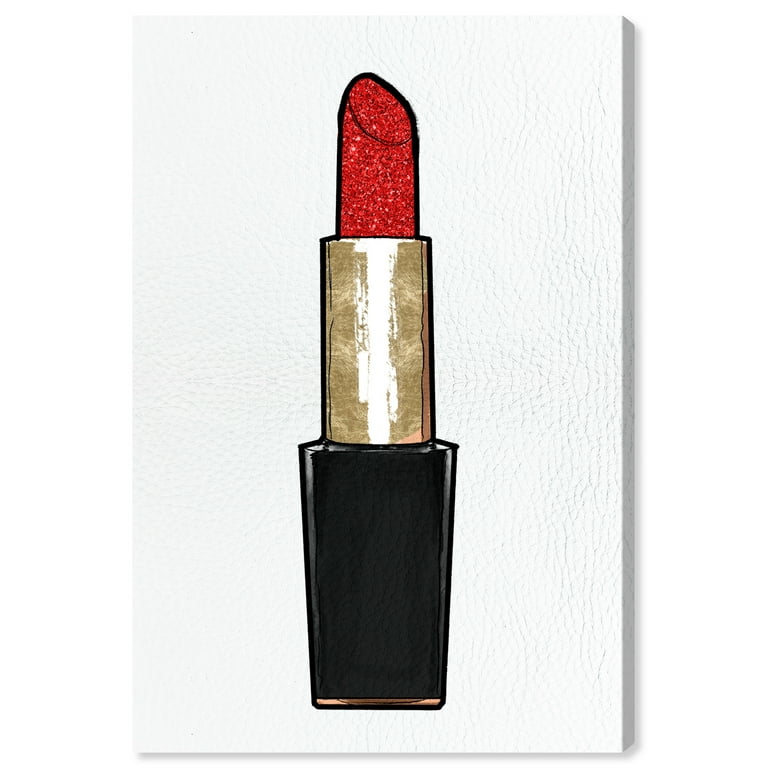 Wynwood Studio Canvas Red Lipstick Glitter Fashion and Glam Makeup Wall Art  Canvas Print Red Metallic red 24x36 