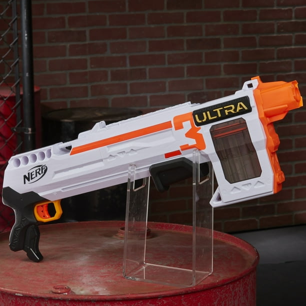 Nerf Ultra Three Blaster, Pump-Action, 8-Dart Clip, 8 Nerf Ultra