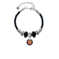 thumbnail image 2 of Delight Jewelry Silvertone Orange Paw on Black Disc Aunt Celtic Knot Leather Bead Bracelet, 7"+2" Extender, 2 of 4