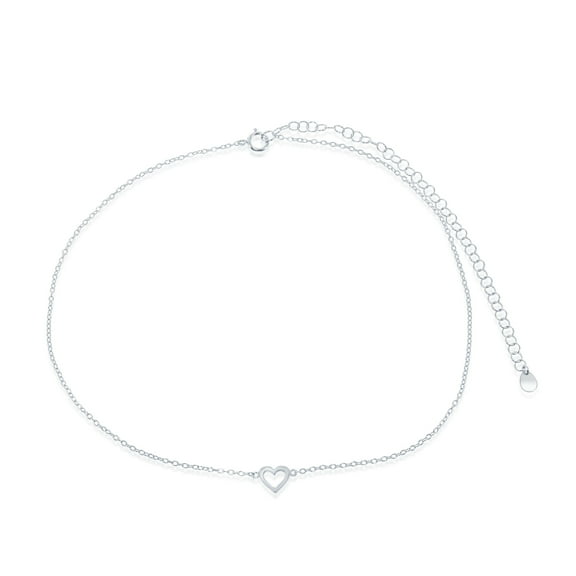 Sterling Silver High Polish Open Heart 12 4" Choker