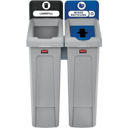 

Rubbermaid Commercial Slim Jim Recycling Station Black Blue