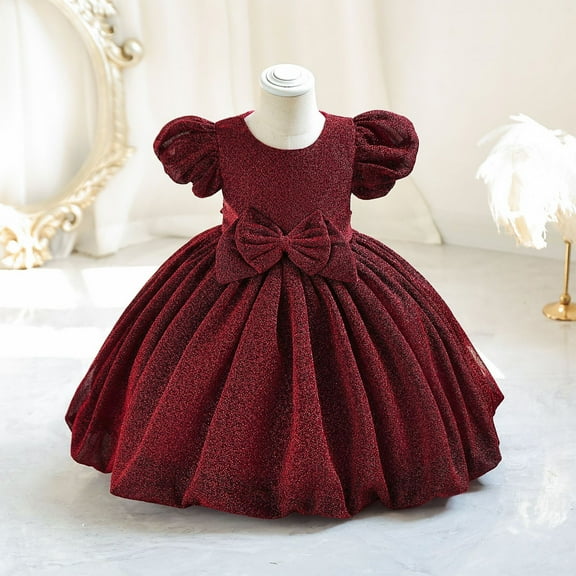 Wavsuf Toddler Girls Dresses Special Occasion Formal Sleeveless Red Princess Dress Size 18M