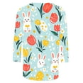 thumbnail image 5 of Cavosen Happy Easter Casual Women's Shirts 3/4 Length Sleeve Summer Bunny Floral Print Pullover Blouse Round Neck Holiday Tops Vacation Festival Tee Shirts Loose Dressy L, 5 of 5