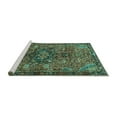 thumbnail image 2 of Ahgly Company Machine Washable Indoor Square Persian Turquoise Blue Traditional Area Rugs, 8' Square, 2 of 4