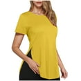 thumbnail image 2 of AherBiu T-Shirts pour Femmes à Col Rond, Coupe Ample, Décontractés, Manches Courtes, Hauts Surdimensionnés en Coton, T-Shirt Basique, T-Shirts, 2 of 7