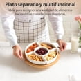 thumbnail image 3 of Plato Botanero Giratorio de Bambú con 5 Divisiones, Charola Lazy Susan con Platos de Cerámica Extraíbles, Bandeja para Snacks, Frutos Secos, Botanas y Frutas, Centro de Mesa para Fiesta y Hogar, 3 of 4