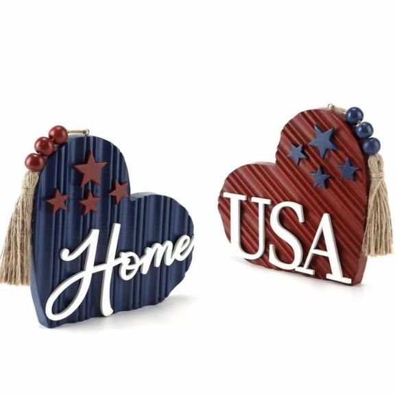 Patriotic Table Decorations Memorial Day Tabletop Decorations for Home Wooden Centerpieces Red White and Blue Memorial Day for 4th of July-4 inch