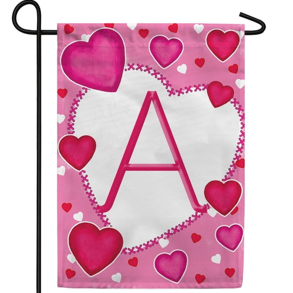 America Forever Flags Monogram Letter A Garden Flag - Happy Valentine's Day - 12.5 x 18 Inches, Holiday Love Hearts Valentine Flag, Seasonal Yard Outdoor Decorative Double Sided Flag