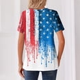 thumbnail image 3 of Iaqnaocc 4th Of July Womens Tops Summer Button Henley V Neck Retro T Shirt Patriotic American Flag Stars Freedom Short Sleeve Tee Tops Blue M, 3 of 3