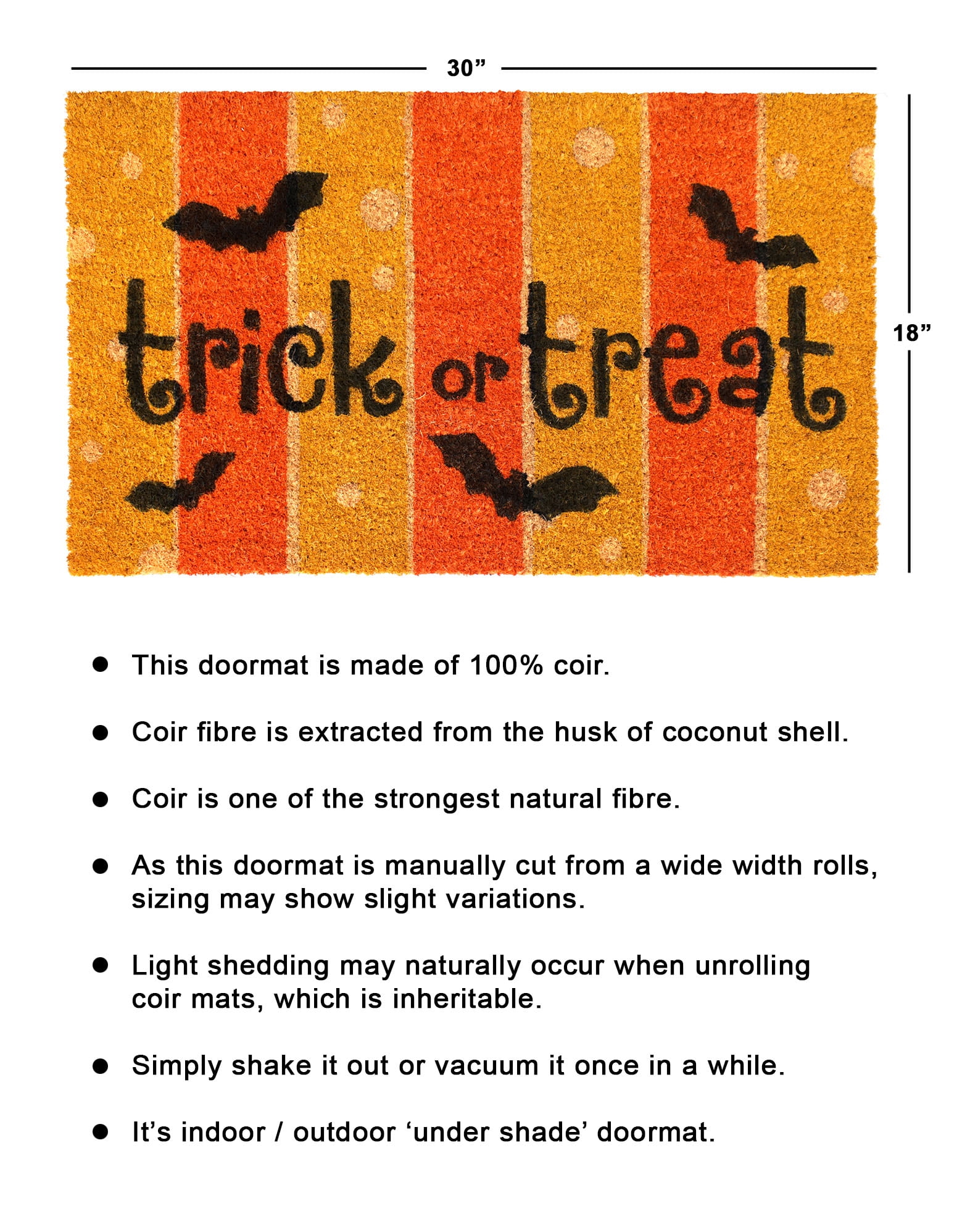 RugSmith Multi Machine Tufted Trick or Treat Doormat, 18" x 30"