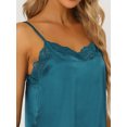 thumbnail image 4 of DARING DIVA Women's V Neck Satin Lace Trim Pajama Sets XL Peacoke Blue, 4 of 5