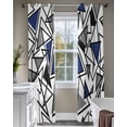 thumbnail image 4 of Navy Blue Black Geometric Sheer Curtains 84 Inch Length 2 Panels Set for Living Room/Bedroom, Abstract Art Modern Line Kitchen Curtains Grommet Semi-Sheer Curtains Drapes Window Treatments 52"x84"x2, 4 of 7