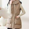 thumbnail image 6 of UPPADA Puffer Vest for Women Long Down Hooded Vest Womens Sleeveless Zip up Jacket Winter Thick Padded Coats with Pockets Ski Jacket Women Waterproof Green Khaki,XL, 6 of 9
