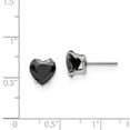 thumbnail image 3 of White Stainless Steel Earring Stud Women'S Cubic Zirconia CZ Heart Black 8.27 mm 7.98, 3 of 3