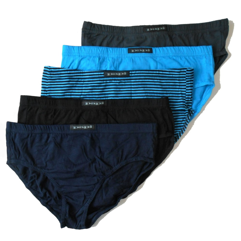 papi PAPI MEN UNDERWEAR PACK X5 STRIPED 969 BLUE LARGE LOW RISE