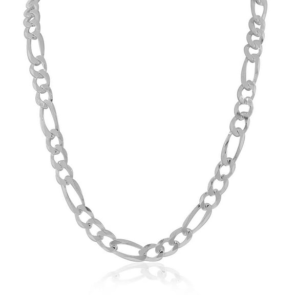 925 Sterling Silver Figaro Classic Mens Necklace - Made in Italy, 24"