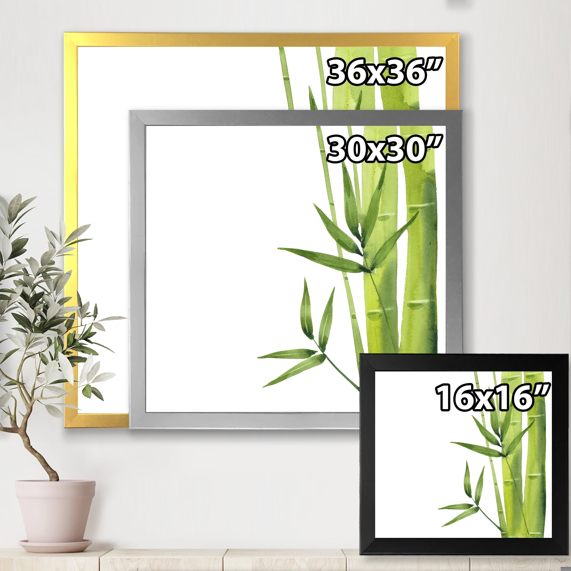 Designart 'The Forest of Bamboo Branches V' Tropical Framed Art Print
