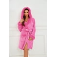 thumbnail image 4 of HEARTNICE Women Plush Short Robe, Hooded Fleece Bathrobe Fluffy Warm Cute Spa Robe,(Rose,S-M), 4 of 4