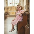 thumbnail image 2 of Toddler Little Baby Girl Easter Outfit Bunny Embroidery Smocked Dress Short Sleeve Doll Collar Bow Plaid Easter Dress Cute Summer Clothes, 2 of 9