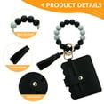 thumbnail image 3 of Wristlet Keychain Bracelet Wallet, Key Ring Silicone Bead Bangle, Tassel Card Pocket Key Chains for Woman, 3 of 5