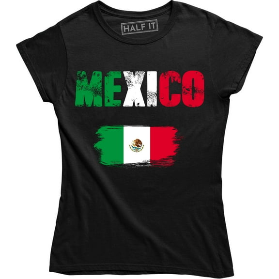 Mexican Flag Distressed Women`s Slouchy Mexico Latino Pride Soccer T-Shirt