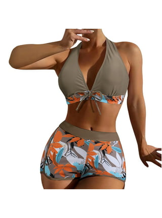 Olyvenn Summer Women's Tankini Swimsuit Hawaiian Tropical Print