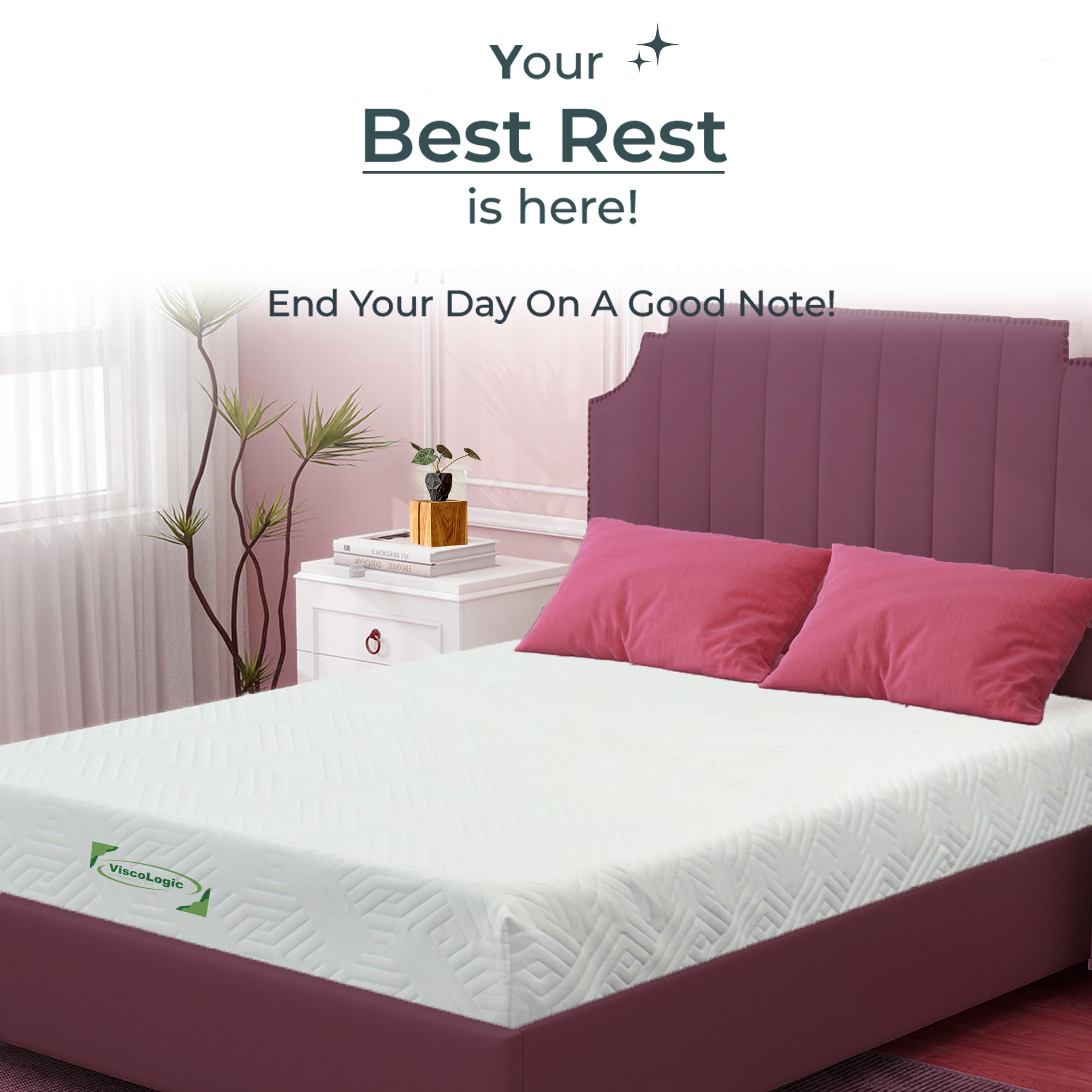 ViscoLogic Dream Luxury 10" King Gel Memory Foam Mattress for Cool Sleep Medium-Firm, CertiPUR-US®