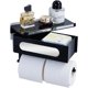 thumbnail image 1 of Portarrollos de papel higiénico con estante, dispensador de toallitas y almacenamiento, portarrollos de papel higiénico negro para montaje en pared de baño, soporte para pañuelos de doble, 1 of 5