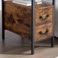thumbnail image 7 of VECELO Nightstand with 2-Drawer, Tempered Glass Tabletop End Table Storage Shelf, Brown, 7 of 7