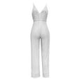 thumbnail image 5 of jjayotai Sequin Jumpsuit for Women, Dressy Sexy Spaghetti Straps V Neck Clubwear Bodycon Sparkly Pants Cocktail Party Romper Trousers Silver M, 5 of 6