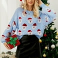 thumbnail image 2 of zaveiop Ugly Christmas Sweaters for Women Soft Acrylic Blend Cute Fuzzy Funny Wintertime Holiday Parties Knitted Pullover (Blue, S), 2 of 5