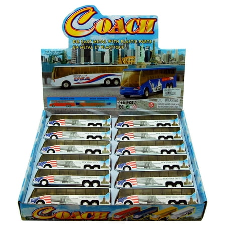 NYC Coach Bus Diecast Car Package - Box of 12 assorted 6 Inch Scale Diecast Model (Best Bus App Nyc)