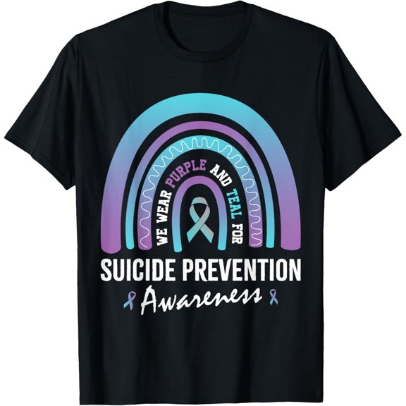 t-shirt We Wear Teal Purple for Suicide Prevention Awareness T-Shirt mens,black,women,funny,journey,Crew Neck, Short Sleeve,custom clothing patterns.gift