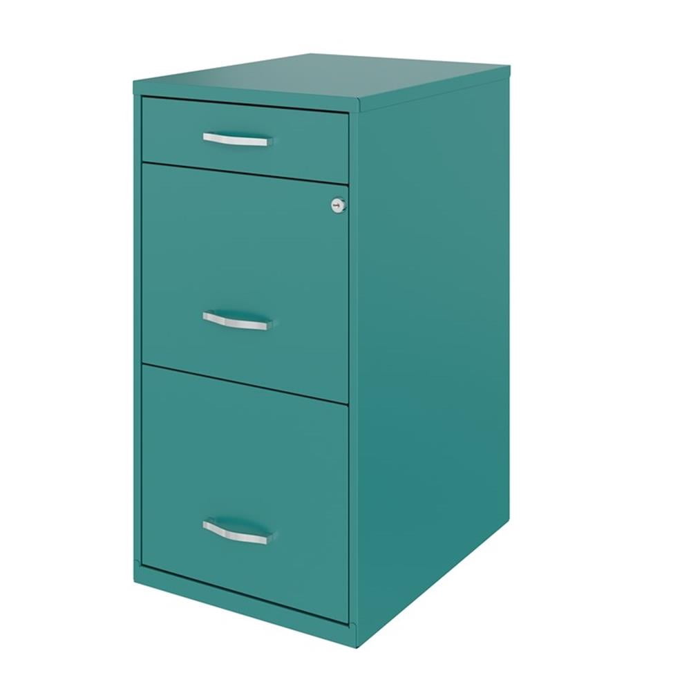 UrbanPro 3-Drawer Lockable Metal File Cabinet, Turquoise