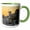 Green/White, variant on 3drose, Sunset with Windmill in Oia, Santorini, Greece., 11oz Two-tone Yellow Mug