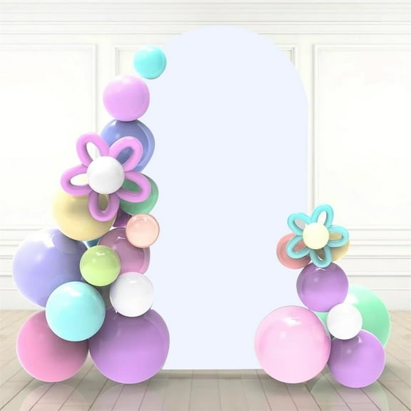 White 2.6X6FT Spandex Wedding Arch Cover - Double-Sided Round Top Chiara Backdrop Stand Cover for Party, Ceremony, and Event Decoration