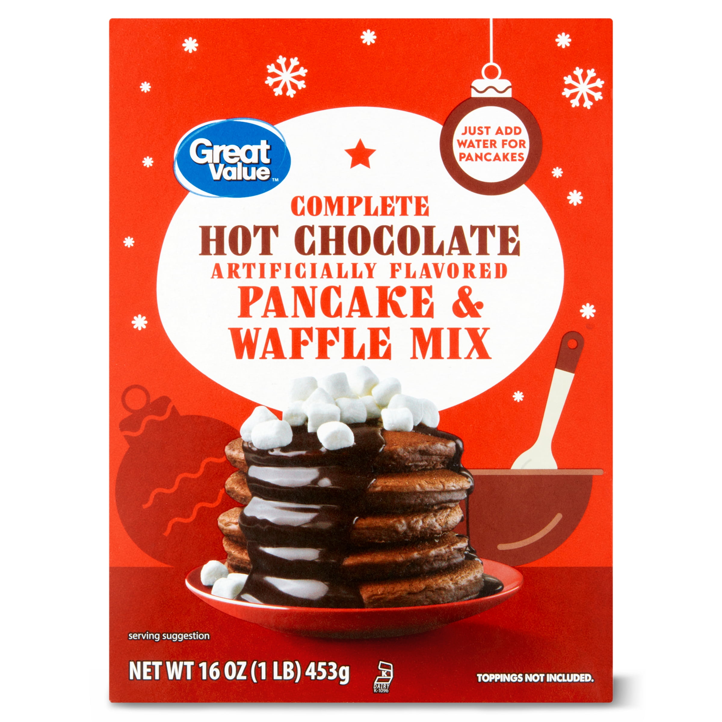 Great Value Complete Hot Chocolate Pancake and Waffle Mix, 16 oz Box