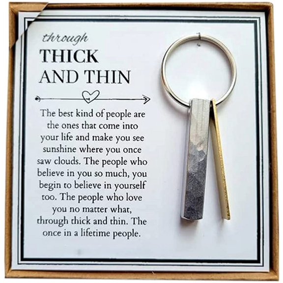 KEINXS ”Through Thick and Thin Keychain - Best Friend Gift 【2022 Best】Inspirational Friendship Keychain Ups And Downs”