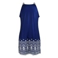 thumbnail image 4 of ORQ Retro Print Ethnic Casual A-Line Pullover Short Women Summer Dress, 4 of 7