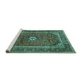 thumbnail image 2 of Ahgly Company Machine Washable Indoor Square Persian Turquoise Blue Traditional Area Rugs, 6' Square, 2 of 4
