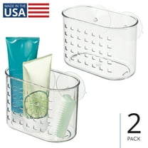 iDesign Small Suction Shower Basket for Bathroom Storage - Set of 2 - Clear - Made in USA