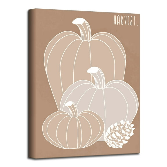 Brown and Beige Minimal Harvest I Canvas Thanksgiving Wall Art Decor 30" x 20"